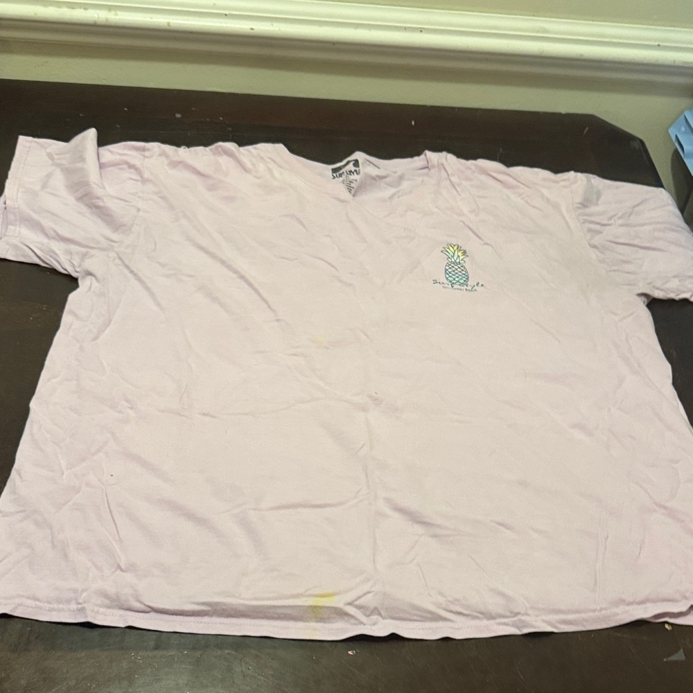 Light Pink T-Shirt with Pineapple Embroidery